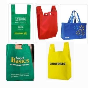 Reusable shopping bags different sizes each only used one time